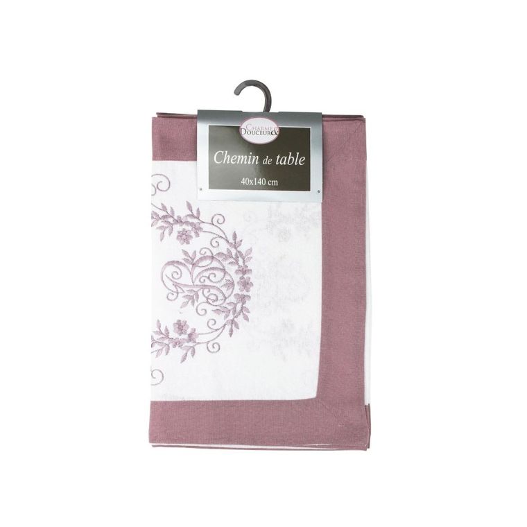 Douceur d'intérieur, bieżnik na stół, różowy, 40-140 cm, klasyczny