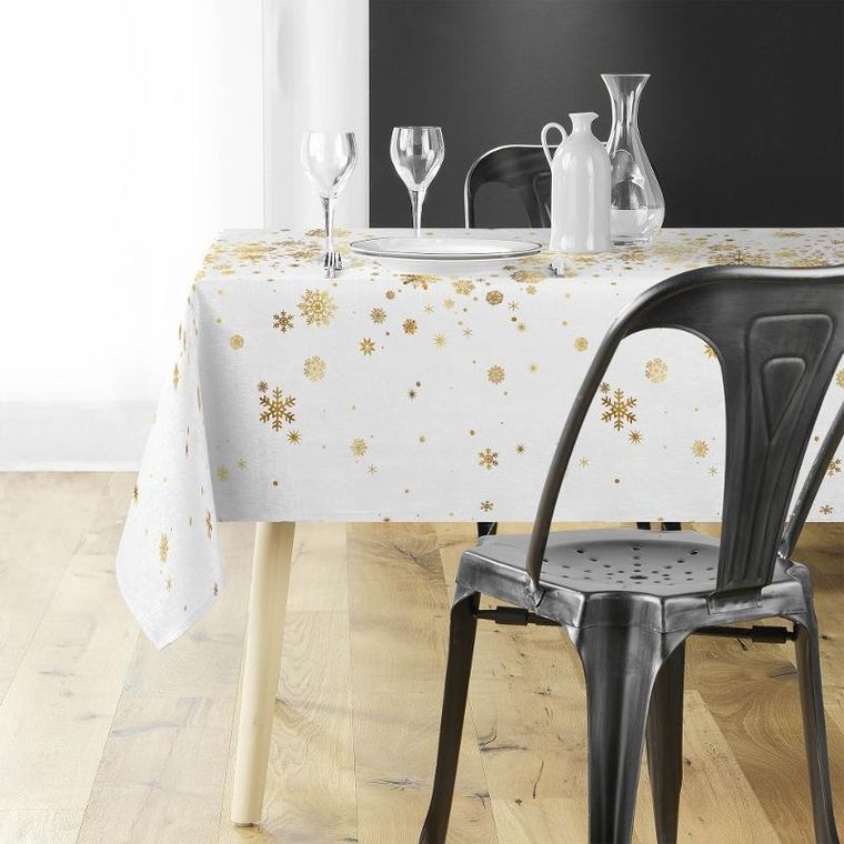 Douceur D'intérieur, Constellation, obrus, ze złotymi płatkami śniegu