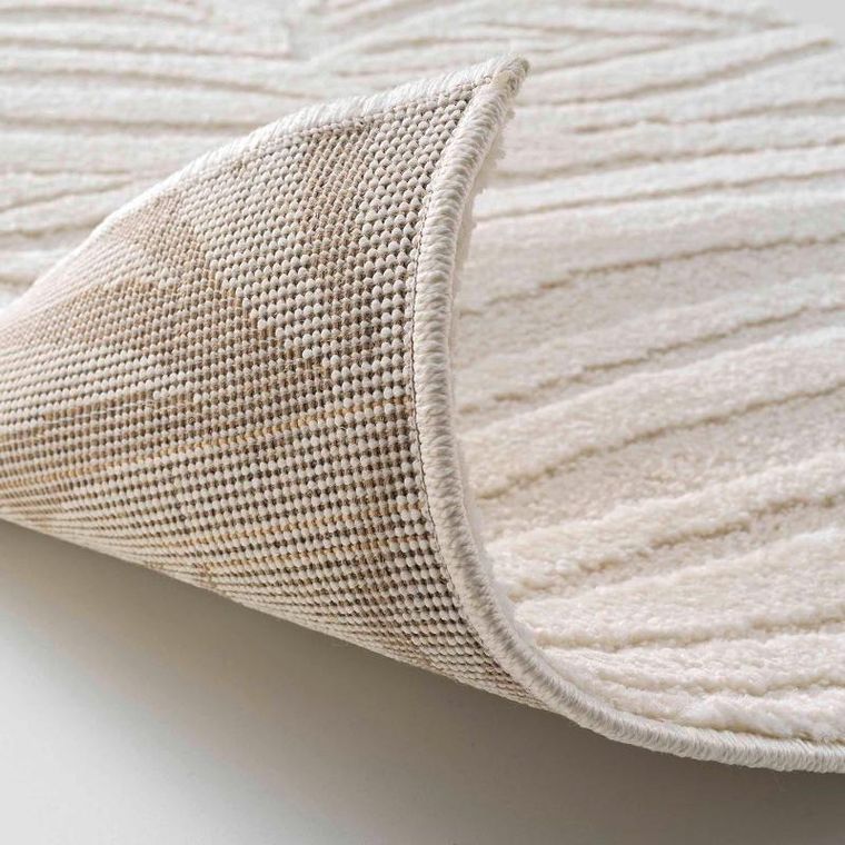 Douceur d'intérieur, dywan do salonu, Ankara, beżowy, wzór liści