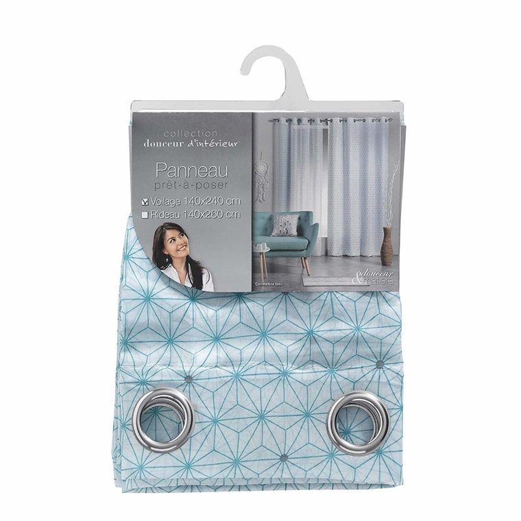Douceur d'intérieur, firana do salonu na przelotkach, Constelline, niebieska, 140-240 cm