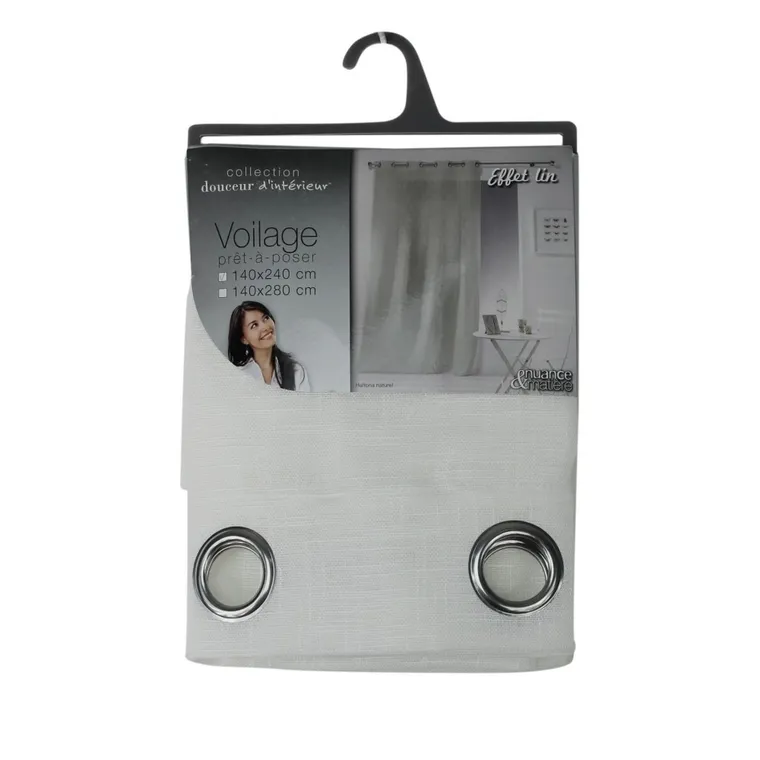 Douceur d'intérieur, firana do salonu z efektem lnu, 140-240 cm, Holtona, ecru