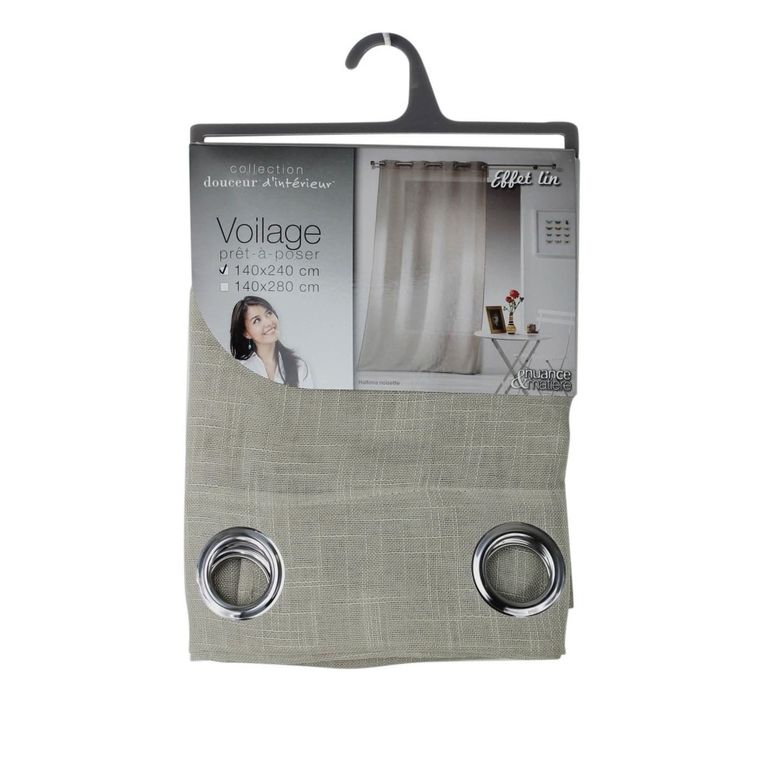 Douceur d'intérieur, firana do salonu z efektem lnu, 140-240 cm, Holtona, kawowa