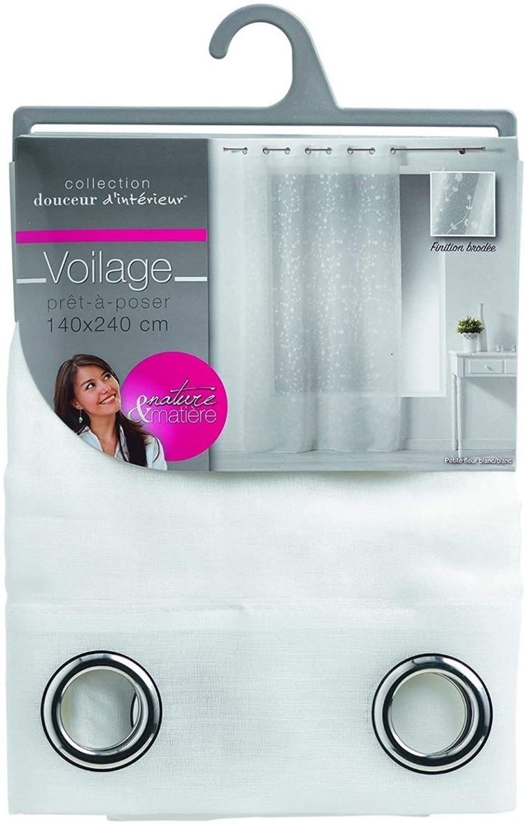 Douceur d'intérieur, firana okienna na przelotkach, Petit Fleur, 140-240 cm, biała