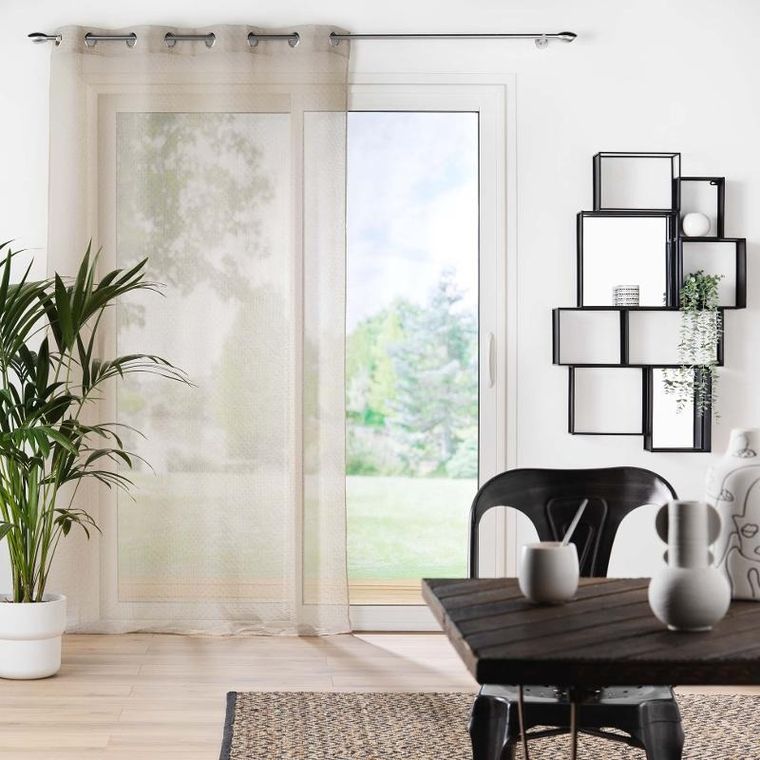 Douceur d'intérieur, firanka do salonu, Amani, gładka, beżowa