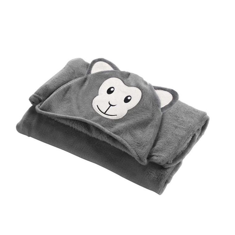 Douceur d'intérieur, koc z kapturem z haftem, 100-120 cm