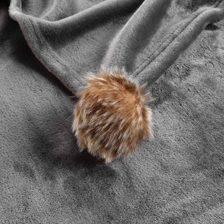 Douceur d'intérieur, miękki koc futrzak, Snowy, z pomponami, 125-150 cm