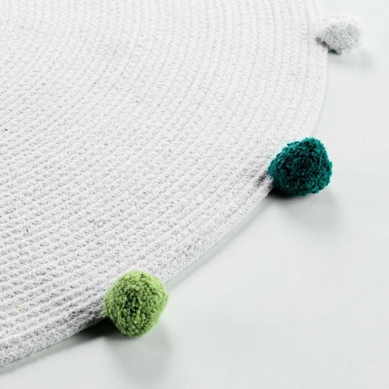 Douceur d'intérieur, okrągły dywanik z pomponami, Pompomparty, Ø 90 cm