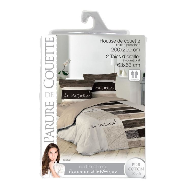 Douceur d'intérieur, pościel bawełniana, natural, 200-200 cm