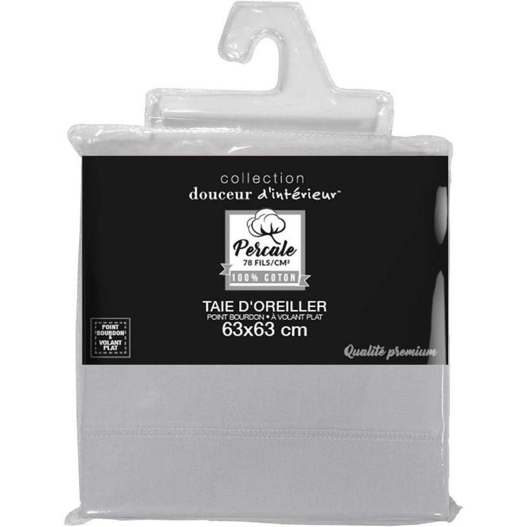 Douceur d'intérieur, poszewka bawełniana na poduszkę, Loumea, gładki perkal, 63-63 cm