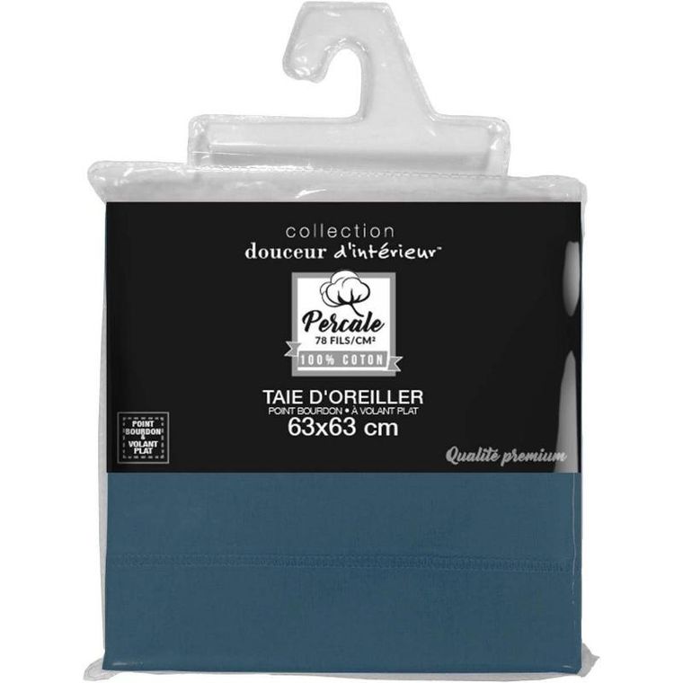 Douceur d'intérieur, poszewka bawełniana na poduszkę, Loumea, gładki perkal, 63-63 cm