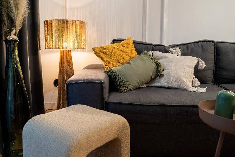 Douceur d'intérieur, poszewka dekoracyjna boho, Ines, bawełniana, frędzle, 40-40 cm