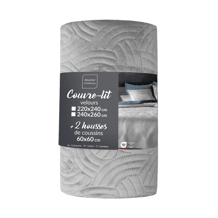 Douceur D'intérieur, Solange, komplet pościeli, welwetowy, narzuta + 2 poszewki na poduszki