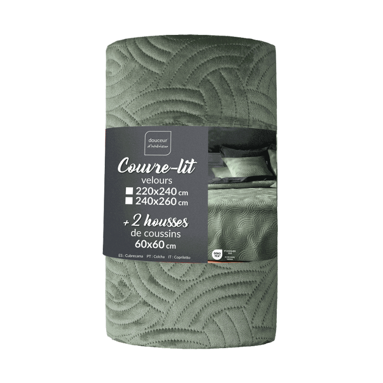 Douceur D'intérieur, Solange, welwetowy komplet pościeli, narzuta + 2 poszewki na poduszki