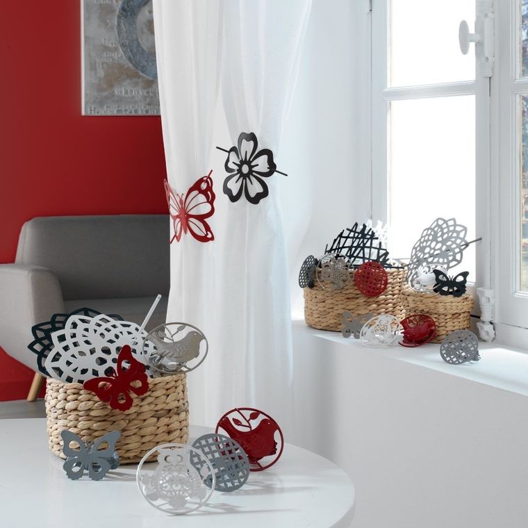 Douceur d'intérieur, spinka do zasłony, szara, kwiat, 1 szt.