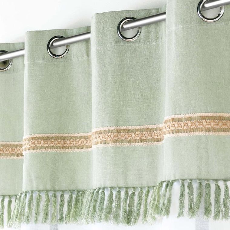 Douceur d'intérieur, zasłona na przelotkach z jutowym dekorem i frędzlami, Janara, 140-240 cm