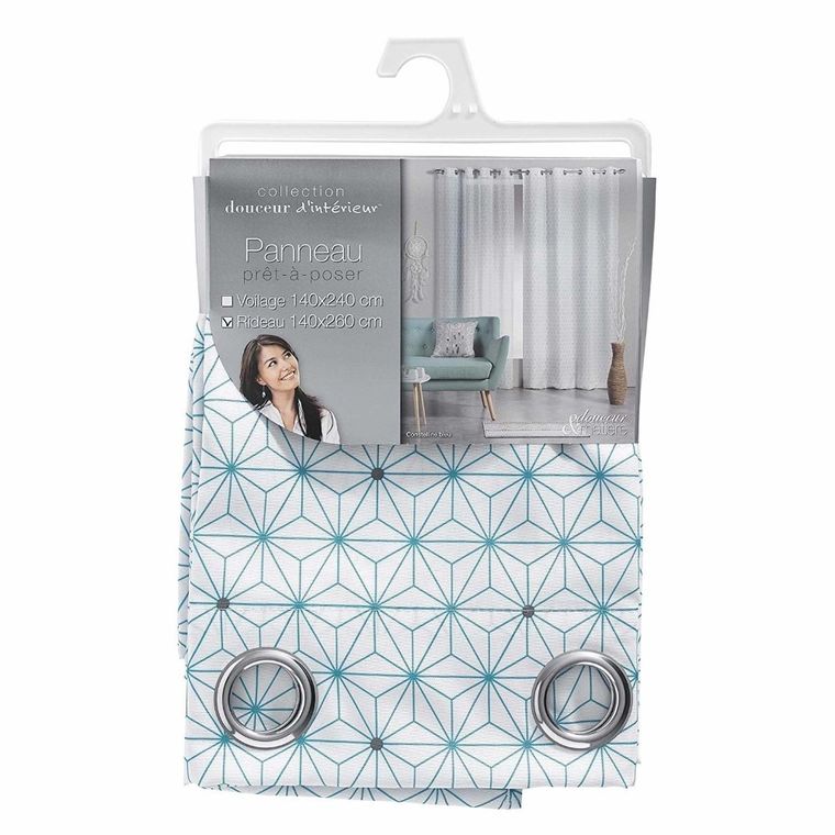 Douceur d'intérieur, zasłona okienna, Constelline, 140-260 cm, niebieska