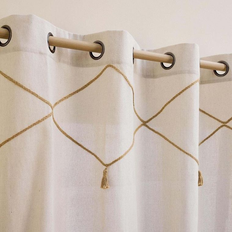 Douceur d'intérieur, zasłona okienna z jutowym dekorem, 140-240 cm, Lacia