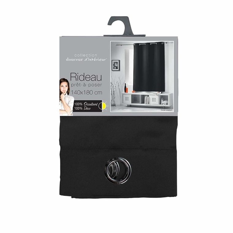 Douceur d'intérieur, zasłona zaciemniająca, na przelotkach, 140-180 cm, czarna