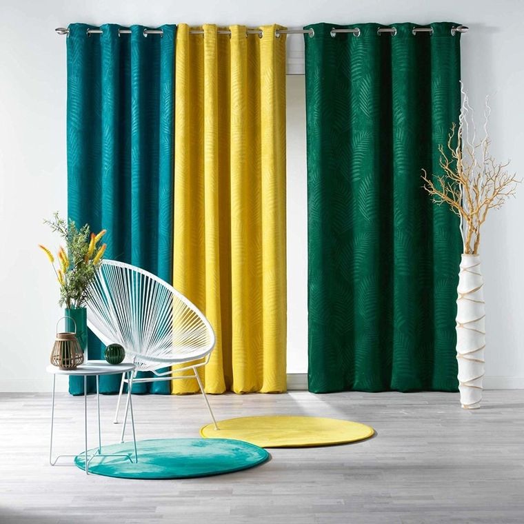 Douceur d'intérieur, zasłona zaciemniająca, Tropical, 140-240 cm, żółta