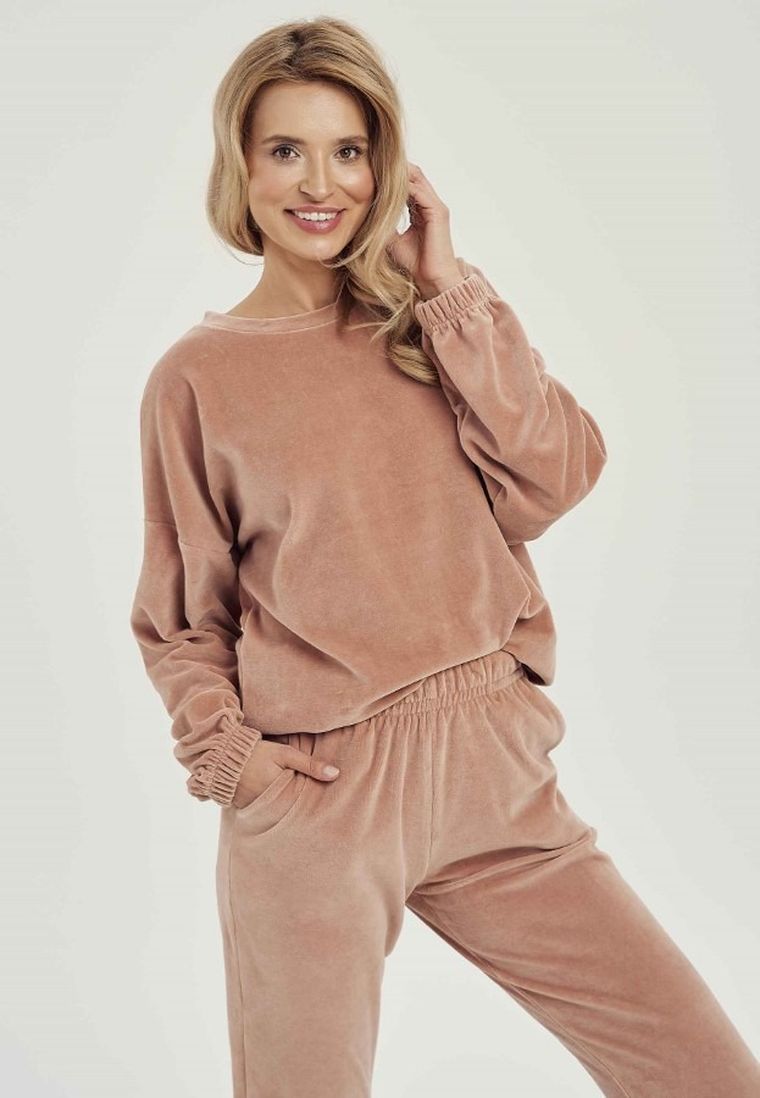 Dres damski, welurowy, beżowy, Taro