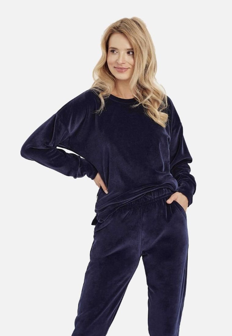 Dres damski, welurowy, granatowy, Taro