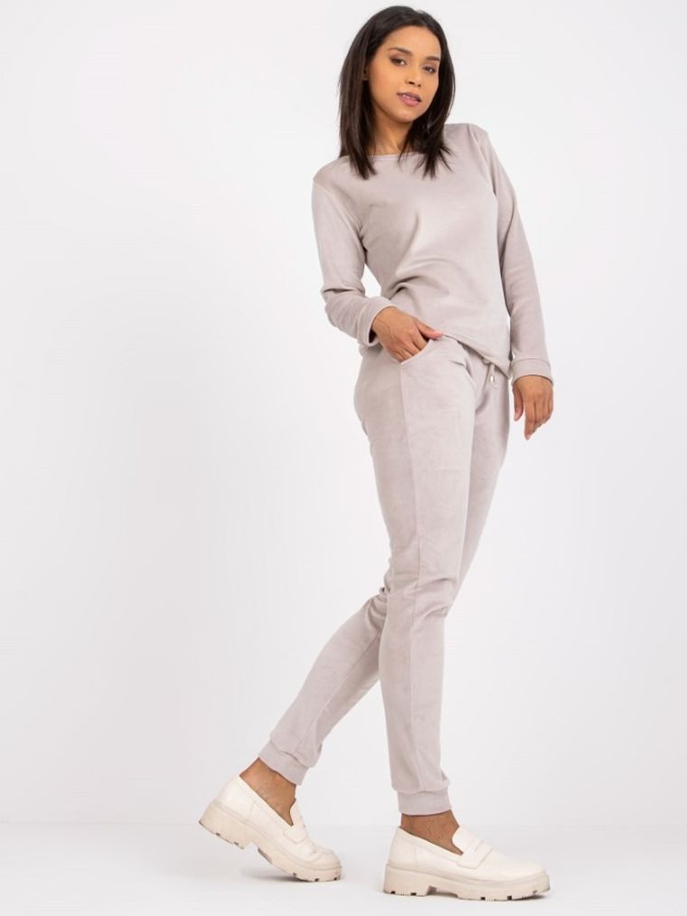 Dres damski, welurowy, jasnoszary, Rue Paris