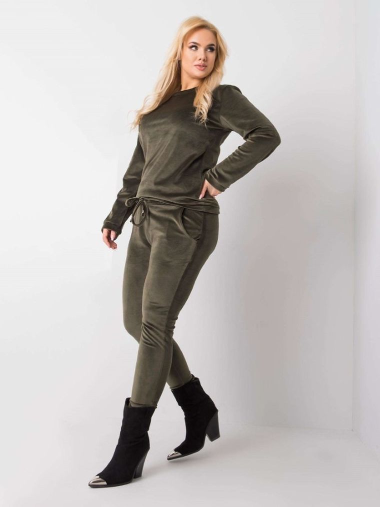 Dres damski, welurowy, plus size, khaki, Relevance