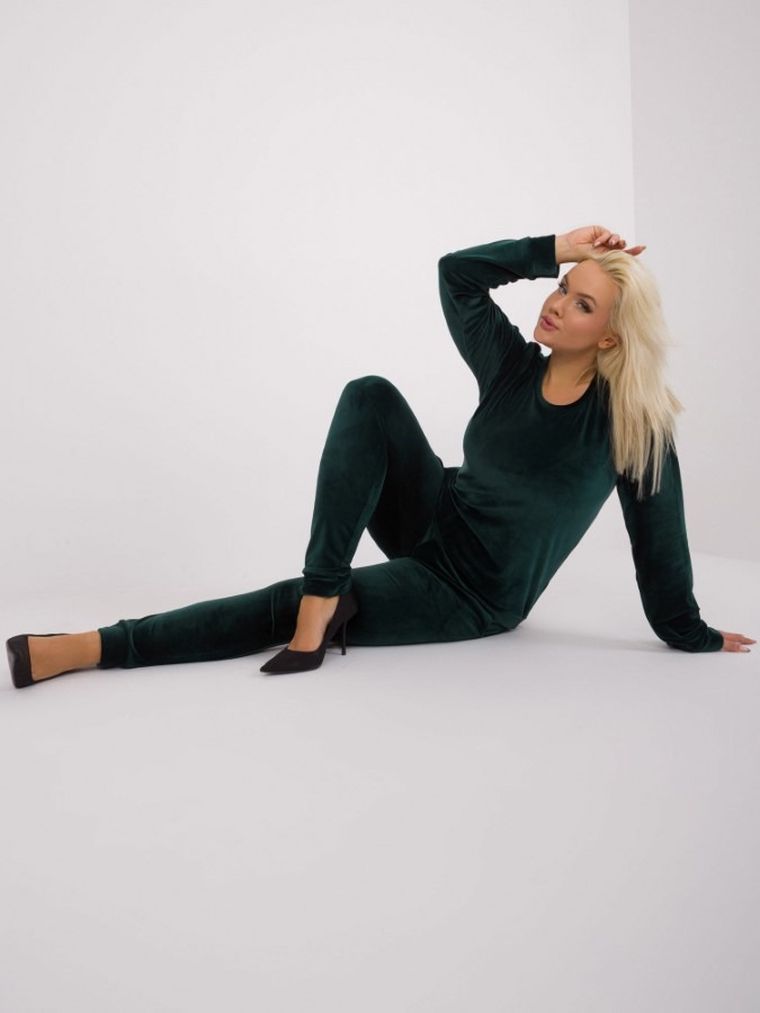 Dres damski, welurowy, plus size, zielony, Relevance