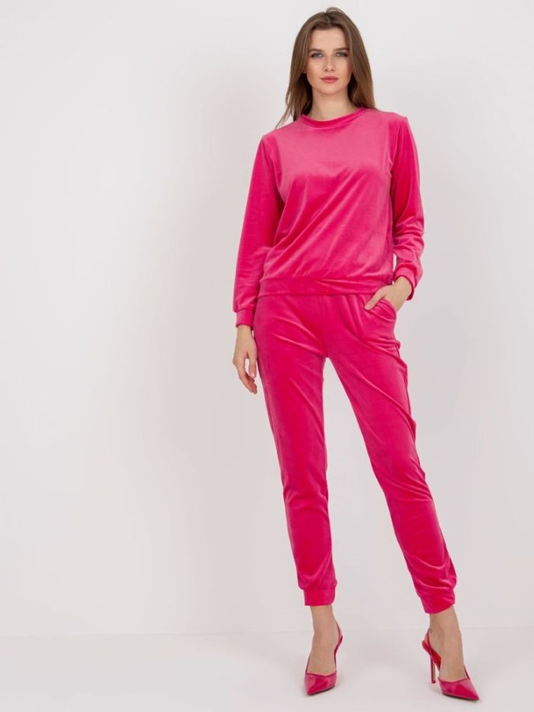 Dres damski, welurowy, różowy, Rue Paris