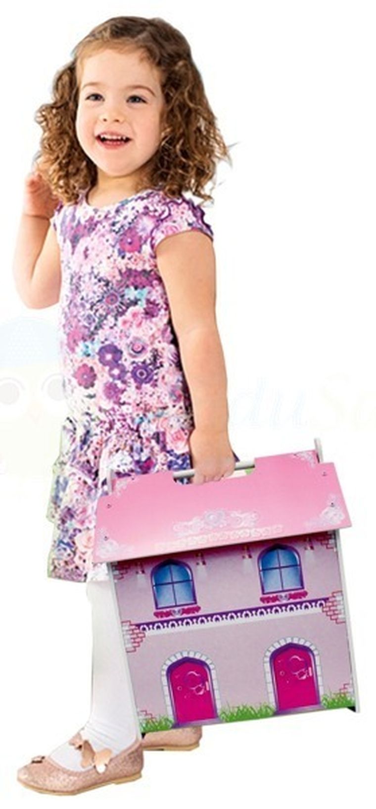 Drewniany domek, walizka