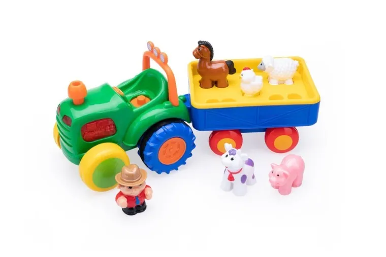 Dumel Discovery, Traktor Farmer, interaktywny pojazd rolniczy z przyczepą i figurkami zwierząt
