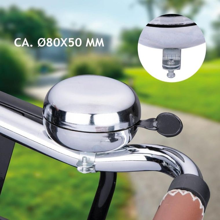 Dunlop, dzwonek rowerowy, retro, silver, 80-50 mm