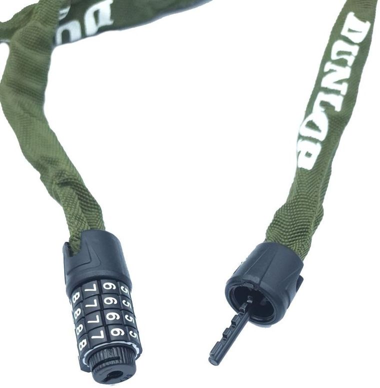 Dunlop, zapięcie rowerowe, łańcuch na szyfr, 120 cm, khaky