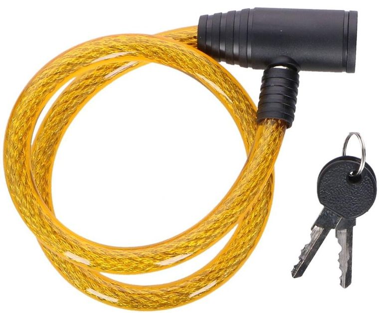 Dunlop, zapięcie rowerowe, spiralne na klucz, 12-65 cm, żółte