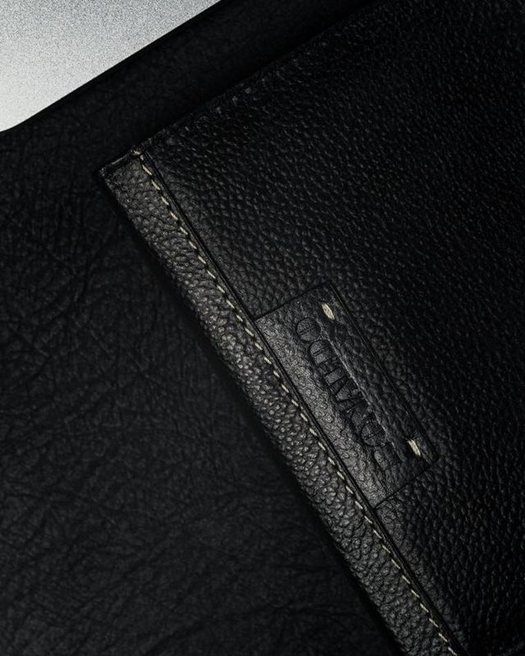 Duży skórzany czarny portfel męski, Ronaldo