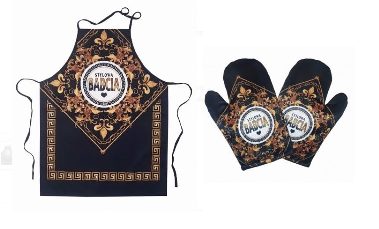 Dzień Babci, zestaw, Stylowa Babcia, fartuch + rękawica kuchenna
