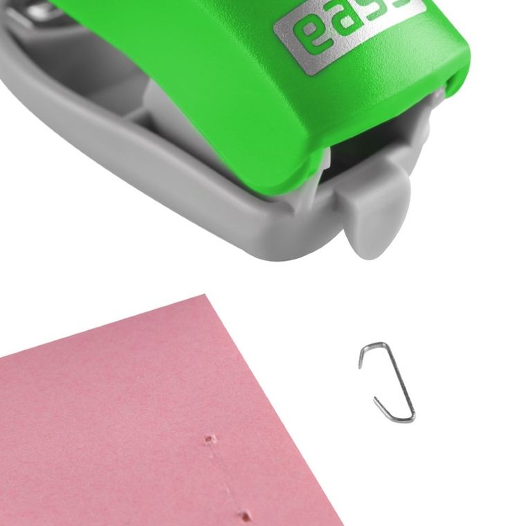 Easy, zszywacz plastikowy mini, zielony Fluo, 8 kartek