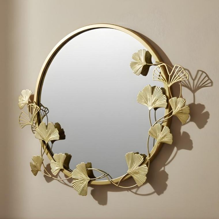 Edaxo, Sol, lustro ścienne z ozdobną ramą, okrągłe, 50 cm