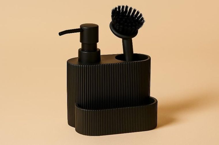 eh Excellent Houseware, Kimu, dozownik do płynu do naczyń, z miejscem na gąbkę i szczotkę