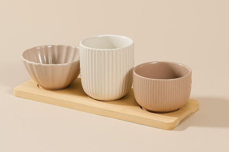 eh Excellent Houseware, Nobi, miseczki na przekąski, 3 naczynia i taca