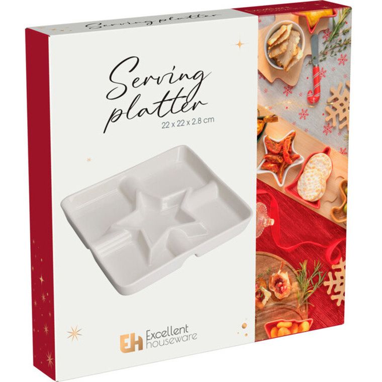 Eh Excellent Houseware, półmisek do przekąsek z przegródkami, 22-22 cm