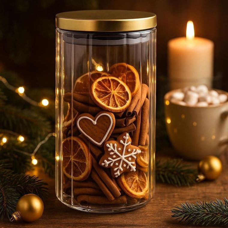 Eh Excellent Houseware, szklany słoik ze złotą pokrywką, 1000 ml