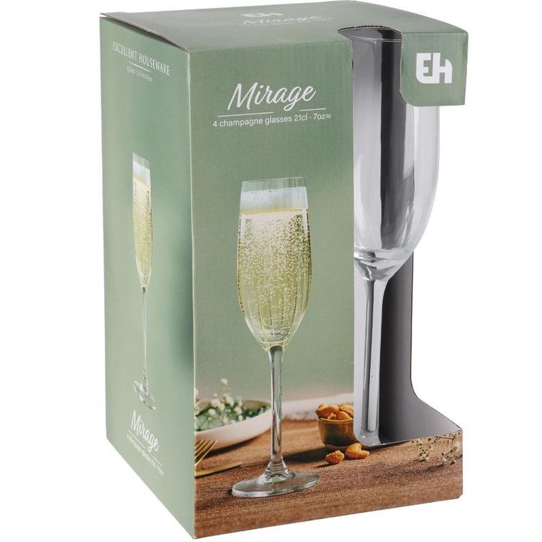 EH Excellent Houseware, zestaw kieliszków do szampana, 210 ml, 4 szt.