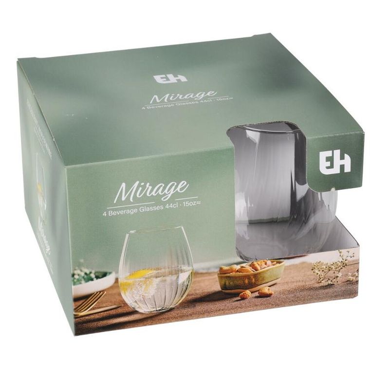 EH Excellent Houseware, zestaw pękatych szklanek, 440 ml, 4 szt.