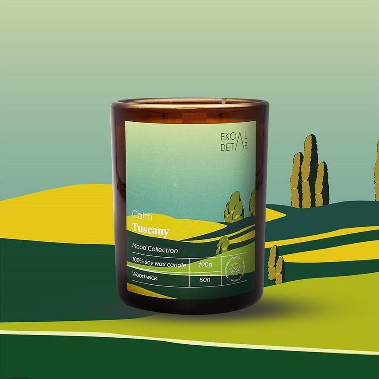 EkoDetale, Mood Stories, świeca sojowa w szkle, Calm Tuscany, 190g