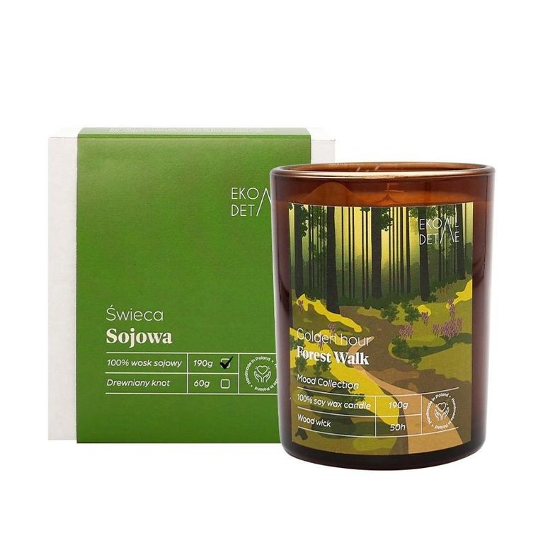 EkoDetale, Mood Stories, świeca sojowa w szkle, Golden Hour Forest Walk, 190g