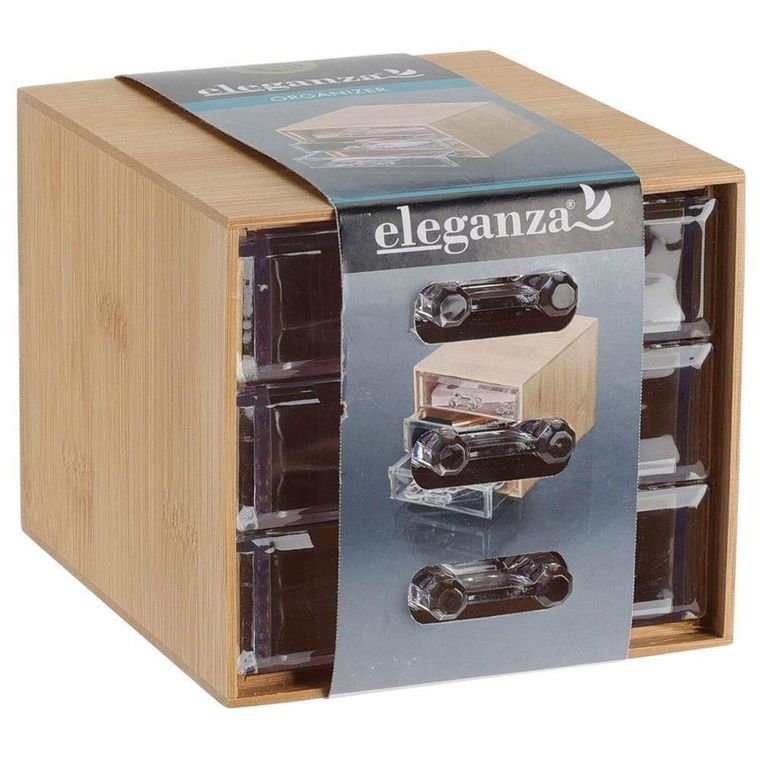 Eleganza, organizer na kosmetyki i akcesoria do makijażu, drewniany, 15-12-11 cm