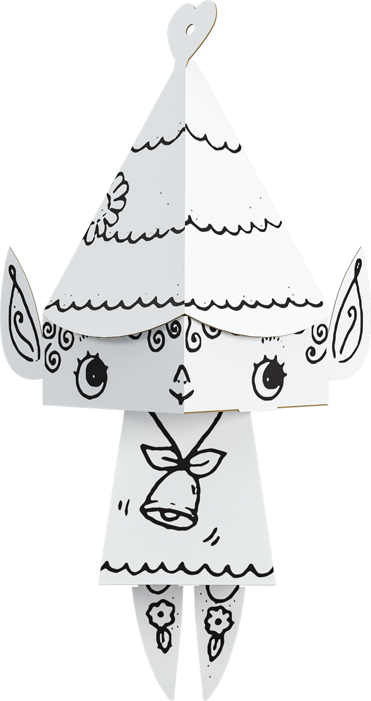 Elf. Kolorowanka 3D. Mini Cubehead Christmas