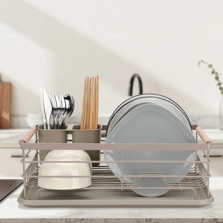 Elitehoff, suszarka do naczyń z ociekaczem i tacą, beżowa, e-8189