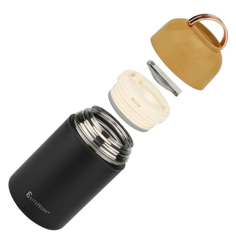 Elitehoff, termos obiadowy z miską i składaną łyżką, 1050 ml, e-8247